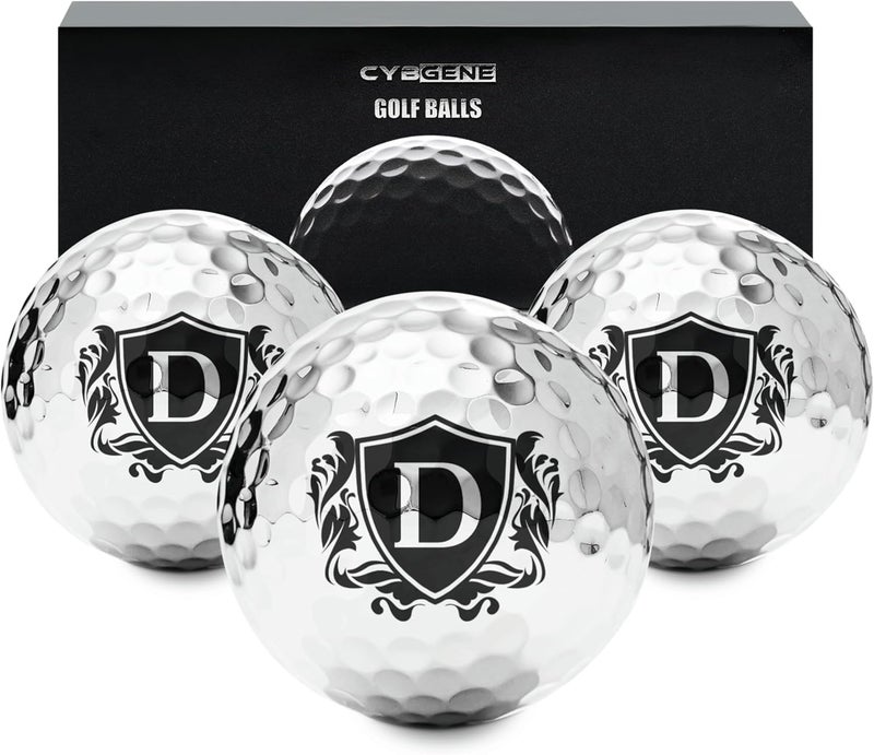 CybGene Personalized Golf Balls for Men, Unique Golf Gifts, Cool Accessories for Golfers, Golf Lovers, for Birthday and Christmas, Silver - Image 1